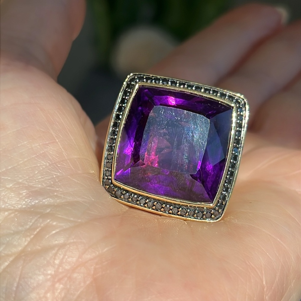 John Hardy 18 karat gold, amethyst and Diamond Ring - Picture 13 of 14
